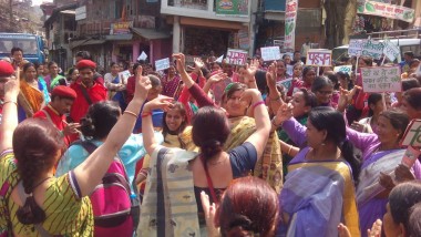 The Mahila Adhikar Manch NGO network marching for gender equality 